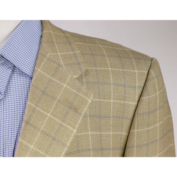 Corneliani Gold Checkered Wool Silk Sportcoat Blazer 44L - Picture 4 of 9